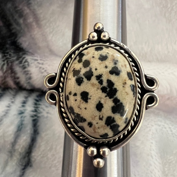 ❤️ Dalmation Jasper Southwestern Sz 7.75 Ring 8.5gms Never Worn - Picture 6 of 9